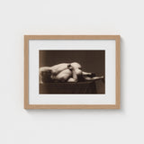Minimalist Wooden-framed Art Print Sepia-toned Photograph Nude Figure Male, Hermann Heid’s Studio, Form Answering, Albumen Silver, Viennese