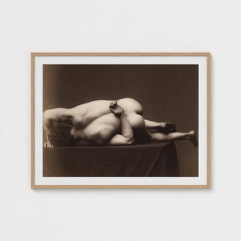 Sepia-toned Framed Photograph Nude Figure Intimate Reclined Pose Male, Hermann Heid’s Studio, Form Answering, Albumen Silver Print,