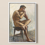 Nude Man Playing Harmonica - Eugene Jansson Art Print / Canvas, Eugene Jansson Art, Lips Sealed, Instrument Hums