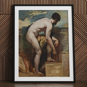 Nude Man Tying His Sandal - William Etty Art Print / Canvas, William Etty’s Nude Man, William Etty Gay, Etty Gay Art
