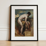 Nude Man Tying His Sandal - William Etty Art Print / Canvas, William Etty’s Nude Man, William Etty Gay, Etty Gay Art