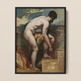 Nude Man Tying His Sandal - William Etty Art Print / Canvas, William Etty’s Nude Man, William Etty Gay, Etty Gay Art