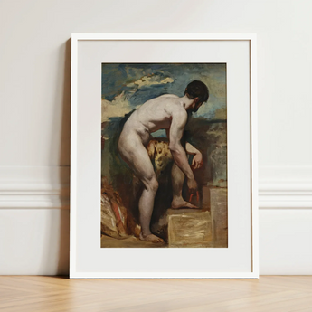 Nude Man Tying His Sandal - William Etty Art Print / Canvas, William Etty’s Nude Man, William Etty Gay, Etty Gay Art