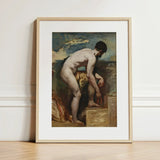 Nude Man Tying His Sandal - William Etty Art Print / Canvas Framed Reproduction El Greco’s ?The Burial Count Orgaz” Etty’s, Gay, Prints