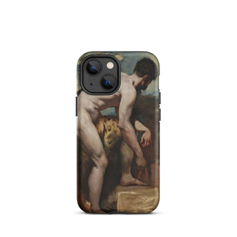 Naakte man die zijn sandaal strikt - William Etty iPhone-hoesje, 13 Mini / Mat, Mobiele telefoonhoesjes, Toby Leon