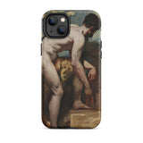 Naakte man die zijn sandaal strikt - William Etty iPhone-hoesje, 14 Plus / Mat, Mobiele telefoonhoesjes, Toby Leon