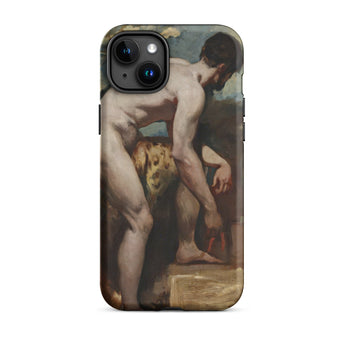 Naakte man die zijn sandaal strikt - William Etty iPhone-hoesje, 15 Plus / Mat, Mobiele telefoonhoesjes, Toby Leon