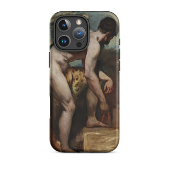 Naakte man die zijn sandaal strikt - William Etty iPhone-hoesje, 16 Pro Max / Mat, Mobiele telefoonhoesjes, Toby Leon