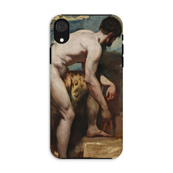 Naakte man die zijn sandaal strikt - William Etty iPhone-hoesje, Xr / Mat, Mobiele telefoonhoesjes, Toby Leon
