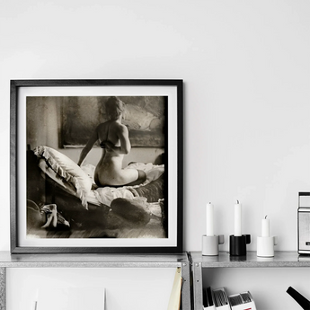 Nude Photograph of Marie Jordan - George Hendrik Breitner Art Print / Canvas Black-framed Black-and-white Photographic Print Nude Woman Bed