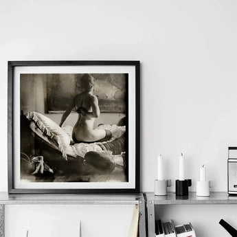 Nude Photograph of Marie Jordan - George Hendrik Breitner Art Print / Canvas Black-framed Black-and-white Photographic Woman Bed,