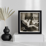 Nude Photograph of Marie Jordan - George Hendrik Breitner Art Print / Canvas Black-framed Black-and-white Photograph Nude Woman Bed George