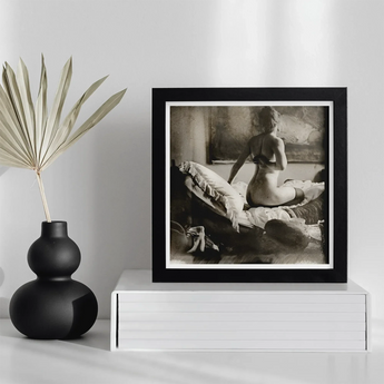 Nude Photograph of Marie Jordan - George Hendrik Breitner Art Print / Canvas Black-framed Black-and-white Photograph Nude Woman Bed George