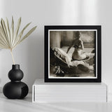 Nude Photograph of Marie Jordan - George Hendrik Breitner Art Print / Canvas Black-framed Black-and-white Woman Bed, Incorporate