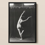 Nude Photograph of Mr. Loucelli - Arnold Genthe Art Print / Canvas Black-framed Black-and-white Dancer Expressive Pose Dark Arm Arcs