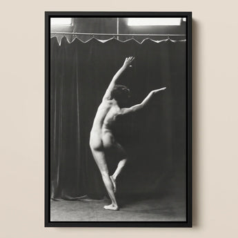 Nude Photograph of Mr. Loucelli - Arnold Genthe Art Print / Canvas Black-framed Black-and-white Dancer Expressive Pose Dark Arm Arcs