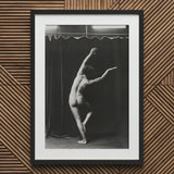 Nude Photograph of Mr. Loucelli - Arnold Genthe Art Print / Canvas Black-framed Black-and-white Photographic Dancer Expressive Pose Arm