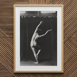 Nude Photograph of Mr. Loucelli - Arnold Genthe Art Print / Canvas Black-and-white Framed Dancer Expressive Pose Encased Arm Arcs Overhead,