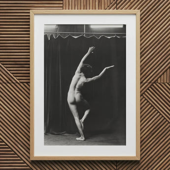Nude Photograph of Mr. Loucelli - Arnold Genthe Art Print / Canvas Black-and-white Framed Dancer Expressive Pose Encased Arm Arcs Overhead,