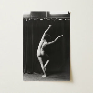 Nude Photograph of Mr. Loucelli - Arnold Genthe Art Print / Canvas Black-and-white Photographic Dancer Expressive Pose Dark Arm Arcs