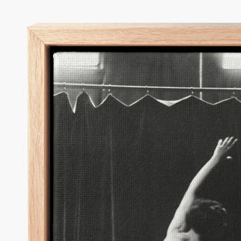 Wooden-framed Black-and-white Canvas Print Dancer’s Raised Arm Dark Arcs Overhead, Catching Studio Light, Arnold Genthe Art, Genthe’s, Male