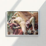 Framed Painting Nude Male Figure Draped Fabric Rendered John Singer Sargent, Nicola D’inverno, Intimate Gay Tableau