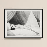 Nude Reclining on Curtained Bed - William Holland Art Print / Canvas, 16x12’’ / 41x31cm / Black Frame, Posters Prints & Visual Artwork,