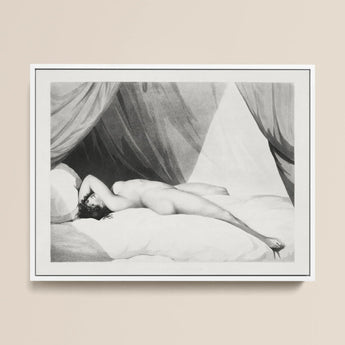 Nude Reclining on Curtained Bed - William Holland Art Print / Canvas, 16x12’’ / 41x31cm / White Frame, Posters Prints & Visual Artwork,
