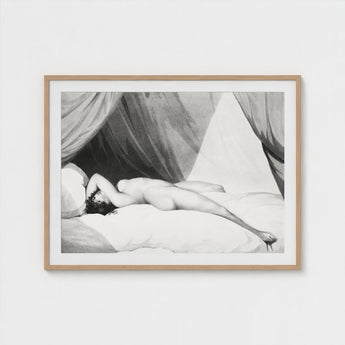 Nude Reclining on Curtained Bed - Adam Buck Art Print / Canvas Spine’s Long Furrow, Caught, William Holland’s Patient, Dotwork, Shadow