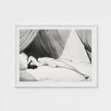 Nude Reclining on Curtained Bed - Adam Buck Art Print / Canvas Spine’s Long Furrow, Caught, William Holland’s Patient, Dotwork, Shadow