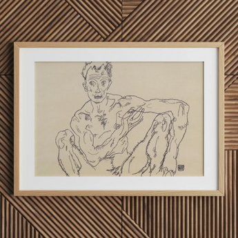 Autorretrato desnudo - Egon Schiele impresión de bellas artes / Lienzo, 30x20’’ / 76x51cm / Marco natural / Paspartú, pósteres, impresiones y obra visual,