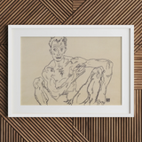 Autorretrato desnudo - Egon Schiele impresión de bellas artes / Lienzo, 30x20’’ / 76x51cm / Marco blanco / Paspartú, pósteres, impresiones y obra visual,