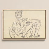 Nude Self Portrait - Egon Schiele Fine Art Print / Canvas, 18x12’’ / 46x31cm / Natural Frame, Posters Prints & Visual Artwork, Toby Leon