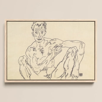 Nude Self Portrait - Egon Schiele Fine Art Print / Canvas, 18x12’’ / 46x31cm / Natural Frame, Posters Prints & Visual Artwork, Toby Leon