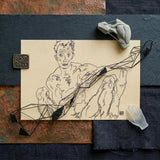 Nude Self Portrait - Egon Schiele Fine Art Print / Canvas Black Geometric Wire Sculpture Angular Facets Modern Minimalist Schiele’s,