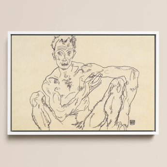 Nude Self Portrait - Egon Schiele Fine Art Print / Canvas Framed Line Male Figure Expressive Sketchy Style Schiele’s, Self-portrait Hisses,