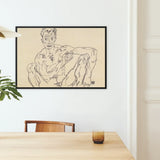 Nude Self Portrait - Egon Schiele Fine Art Print / Canvas Framed Line Sleek Black Frame Bold Ink Schiele’s, Self-portrait Hisses, Prints