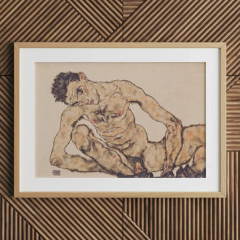 Nude Self Portrait - Egon Schiele Fine Art Print / Canvas Wooden Framed Artwork Male Figure Dark Hair Schiele’s, Self-portrait, Prints