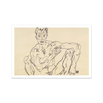 Autorretrato desnudo - Egon Schiele impresión de bellas artes / Lienzo, 18x12’’ / 46x31cm / Sin marco / Borde blanco, pósteres, impresiones y obra visual,