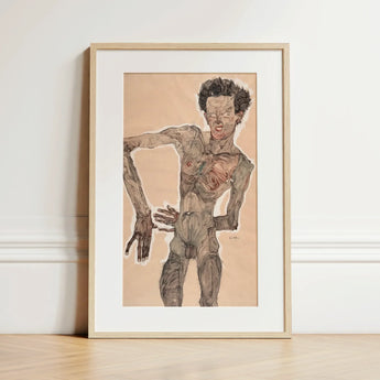 Nude Self-portrait Grimacing - Egon Schiele Art Print / Canvas, Egon Schiele Art Print, Egon Schiele, Austrian Winter