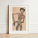 Nude Self-portrait Grimacing - Egon Schiele Art Print / Canvas, Egon Schiele Art Print, Egon Schiele, Austrian Winter