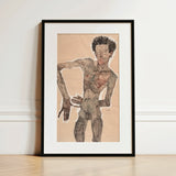 Nude Self-portrait Grimacing - Egon Schiele Art Print / Canvas, Egon Schiele Art Print, Egon Schiele, Austrian Winter