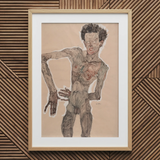 Nude Self-portrait Grimacing - Egon Schiele Art Print / Canvas, Egon Schiele Art Print, Egon Schiele, Austrian Winter