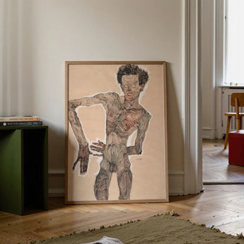 Autorretrato desnudo haciendo muecas - Lámina artística de Egon Schiele / Lienzo, Pósters, Impresiones y obra visual, Toby Leon