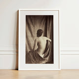 Nude Study - Jean Louis Marie Eugene Durieu Art Print / Canvas Framed Black-and-white Photograph Woman Profile Draped Fabric Jean Louis