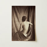 Nude Study - Jean Louis Marie Eugene Durieu Art Print / Canvas Sepia-toned Photographic Woman Draped Textured Fabric, Captivating Prints