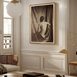 Nude Study - Jean Louis Marie Eugene Durieu Art Print, Framed Black White Photograph Nude Draped Fabric