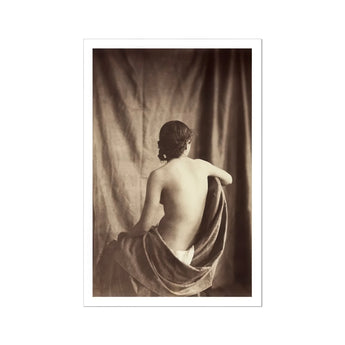 Nude Study - Jean Louis Marie Eugene Durieu Art Print, Sepia-toned Photograph Bare Draped Partially Fabric