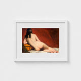 Nude Study of a Reclining Woman - William Etty Art Print / Canvas, Dark Hair Spilling, Yellow Casket Dressed, Rose Madder Marry, Vermillion