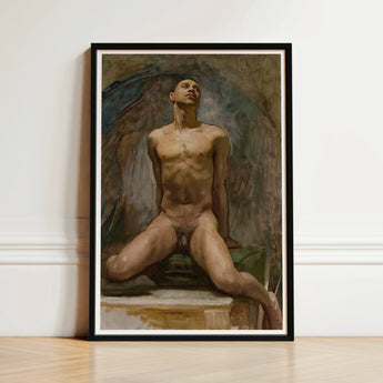 Nude Study of Thomas e Mckeller - John Singer Sargent Art Print / Canvas Framed Classical-style Painting Male Figure Defined Musculature